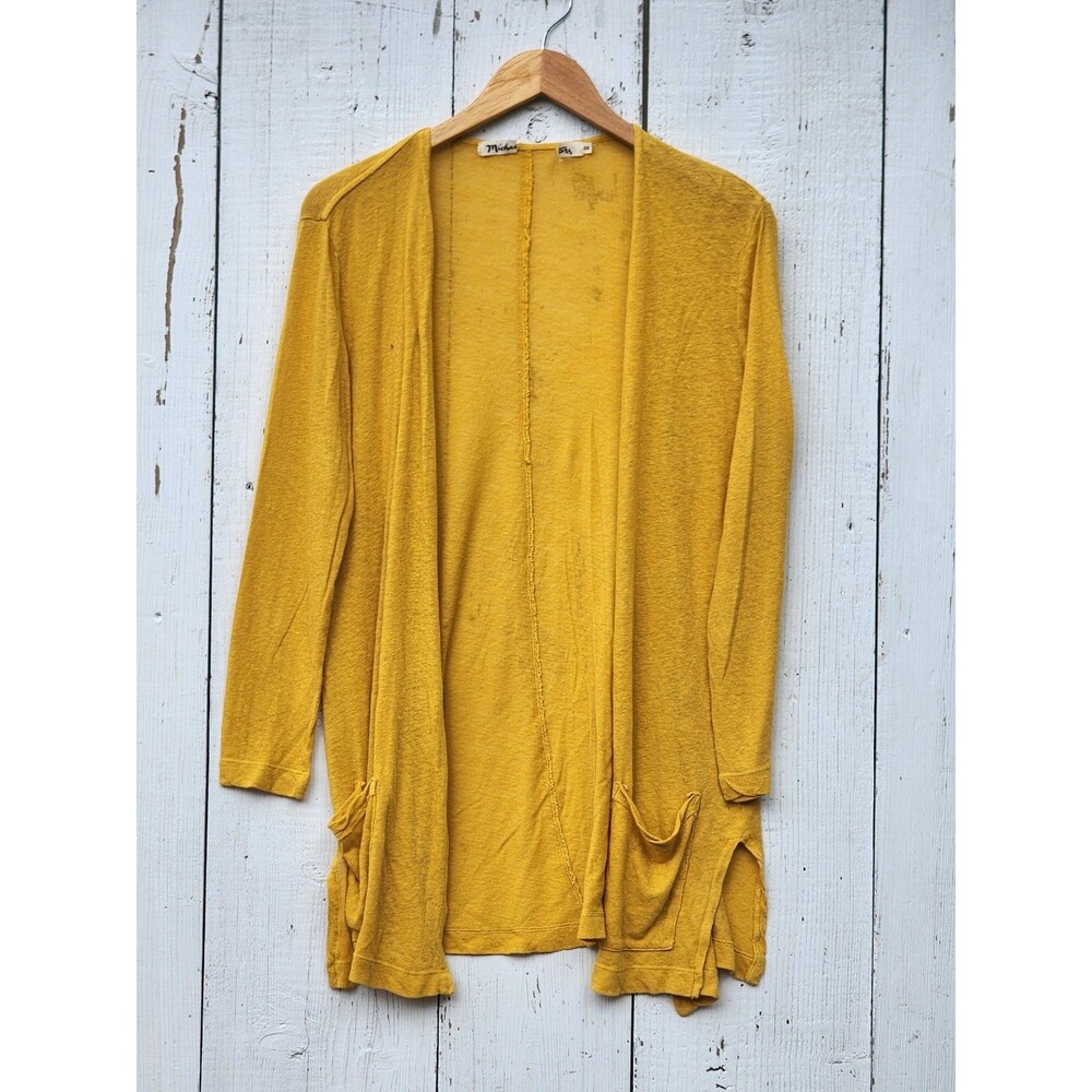Michael Stars Open Cardigan Shirt Blouse Cotton Linen Blend Shirt ONE SIZE (Medi